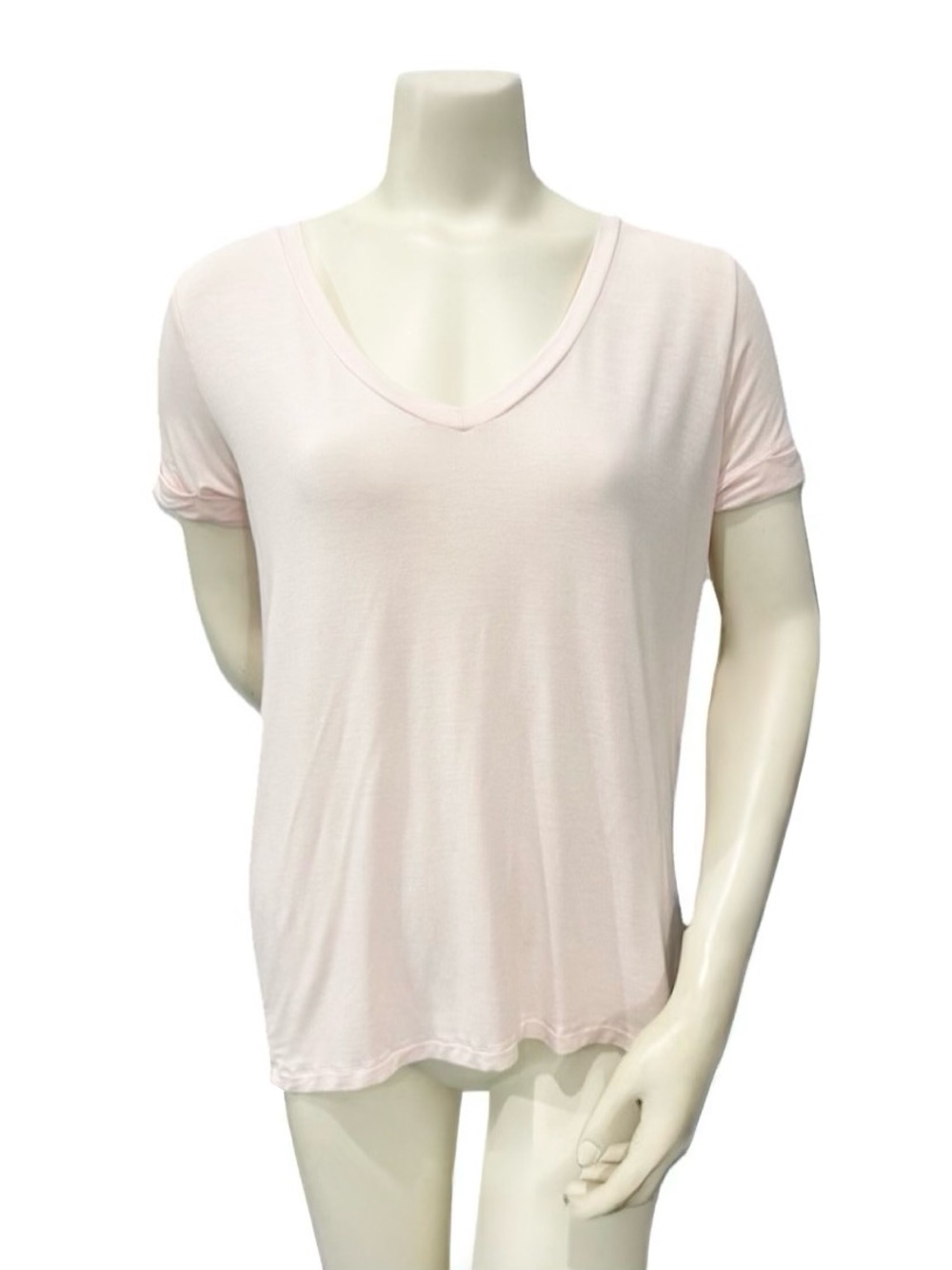 Majestic Filatures Pink V-Neck Tee Size S (4) Soft Stretch Top